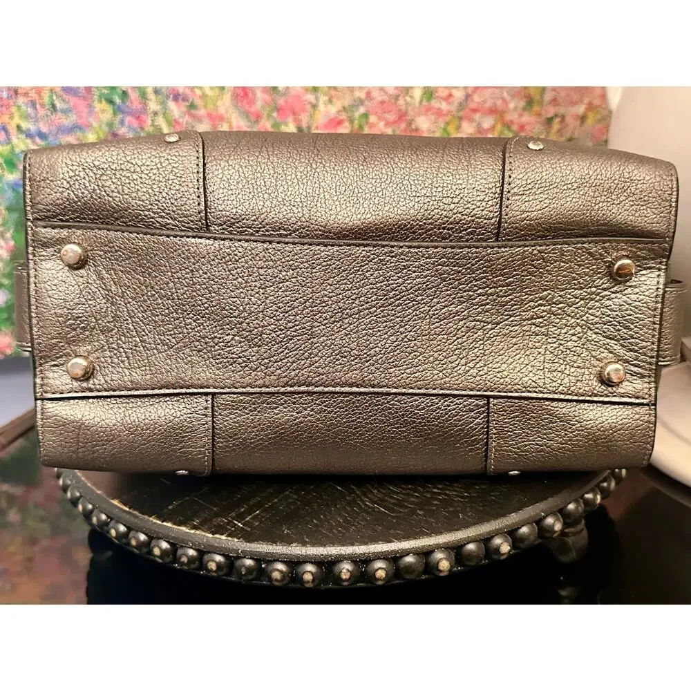 Coach Metallic Pewter Leather Satchel - Picture 5 of 9